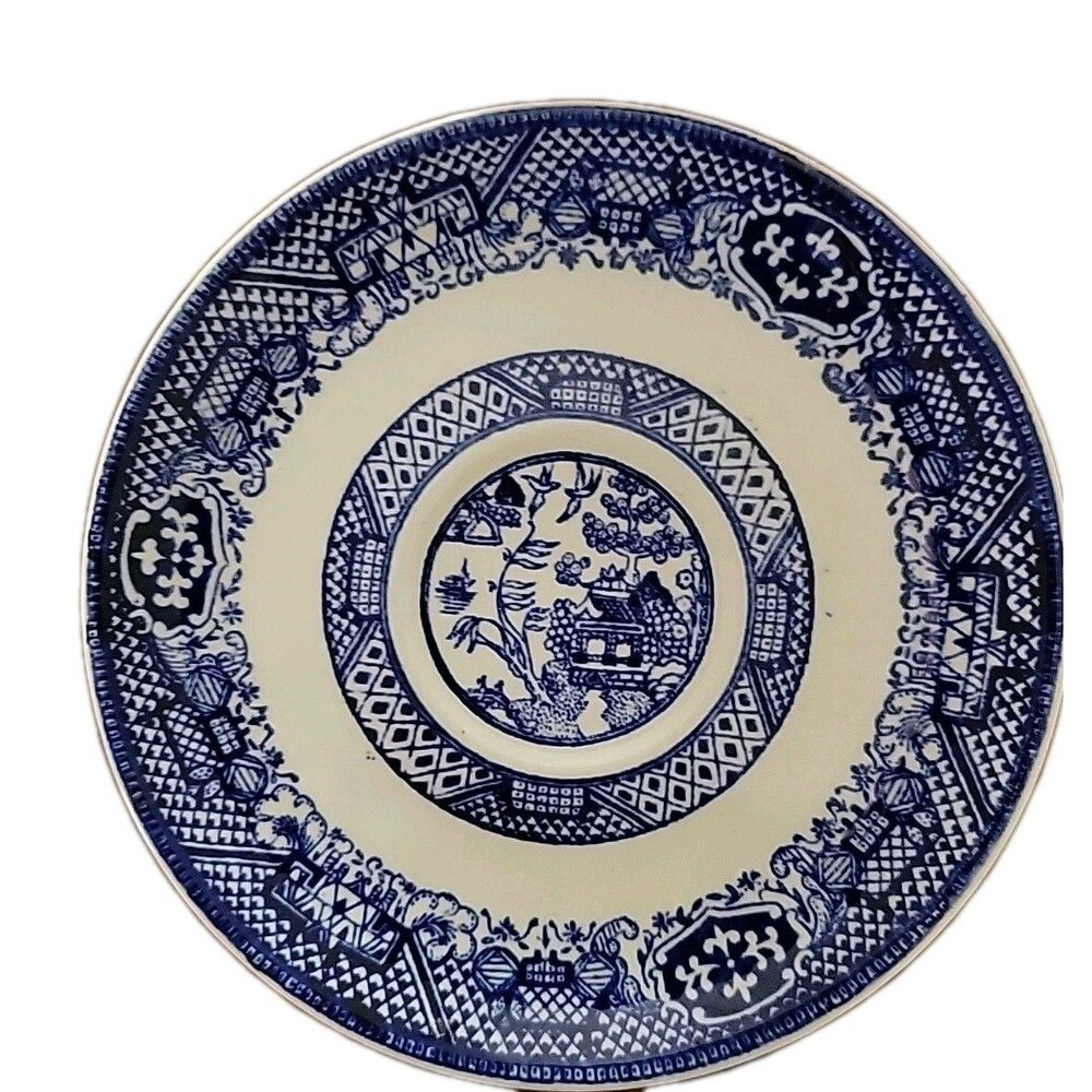1 Antique Blue Willow saucer plate 6" Unmarked Bread And Butter Plate Replace.